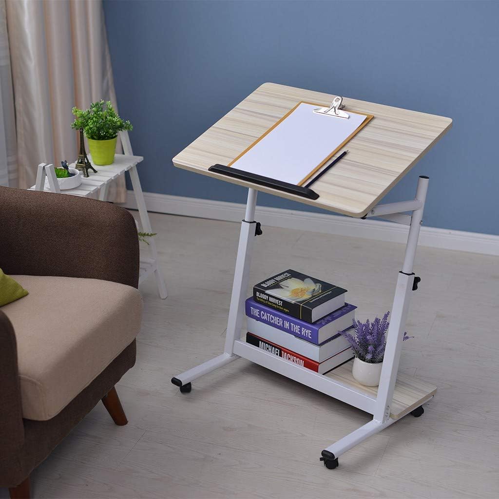 liliDECOR Desk Adjustable Height, Modern Scandinavia Style Foldable Computer Desk Multipurpose Metal Frame Sturdy Home Office Small Spaces Use Black/Brown Easy Assembly (Brown)