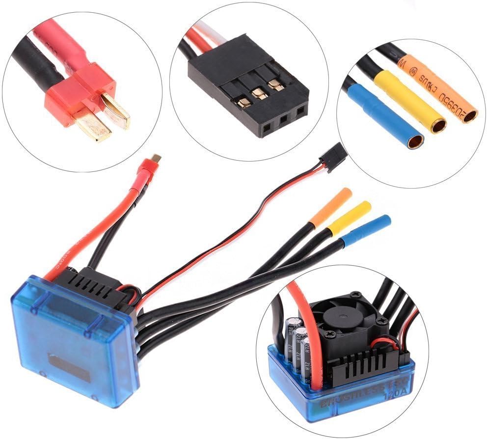 Ecelledge 3670 1900KV 4P Sensorless Brushless Motor with 120A Brushless ESC（Electric Speed Controller） for 1:8 1:10 RC Auto Car Truck
