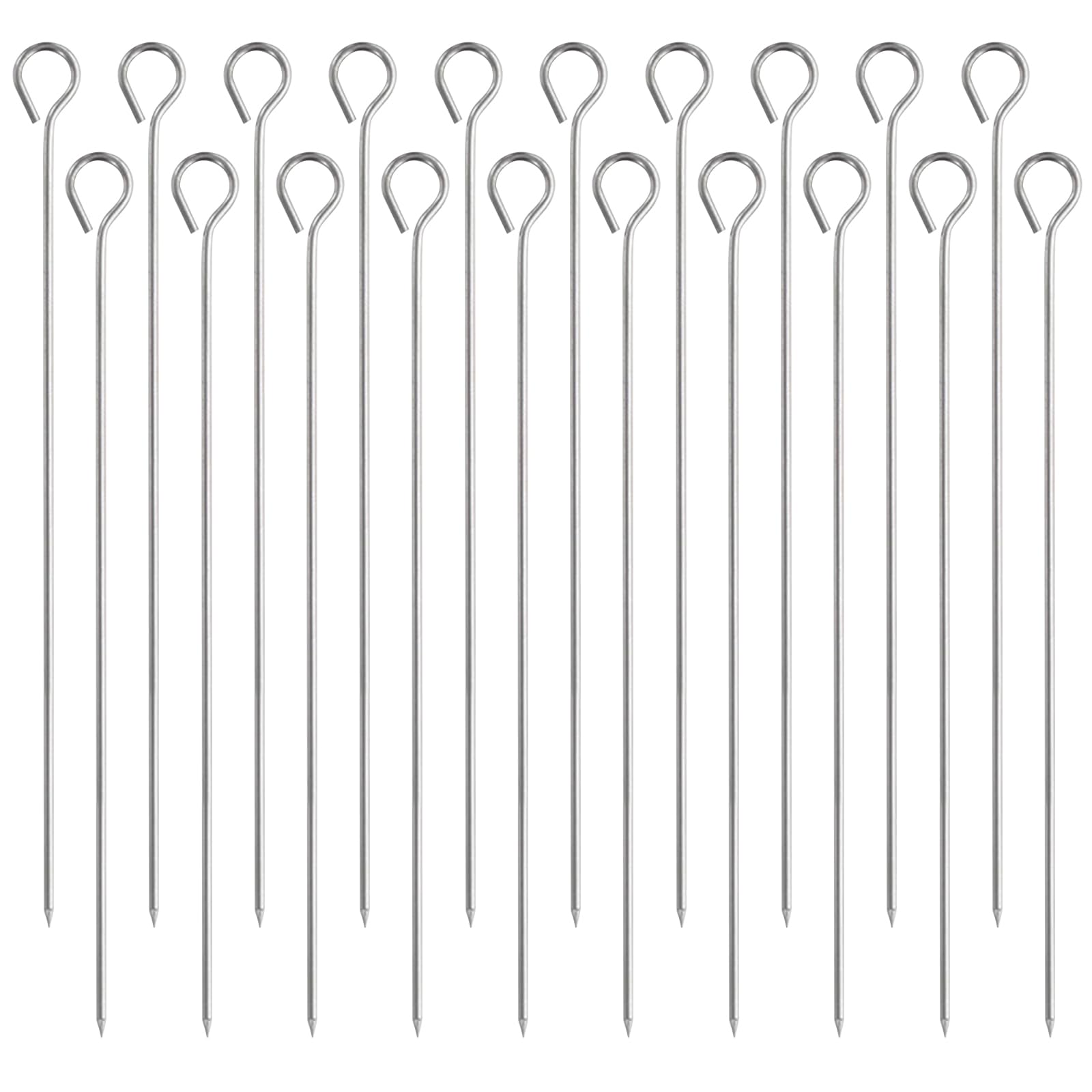 7.9" Metal Kebab Skewers, 20pcs Chicken BBQ Skewer Stainless Steel Kebab Sticks Reusable Small Barbecue Grill Stick for Oven Party