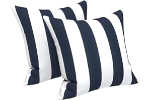LVTXIII Indoor Outdoor Pillow Covers, Covers ONLY Patio Accent Square Toss Pillow Cushion Case 18" x 18" Pack of 2 for Sofa Couch Patio Furniture Decoration – Cabana Navy
