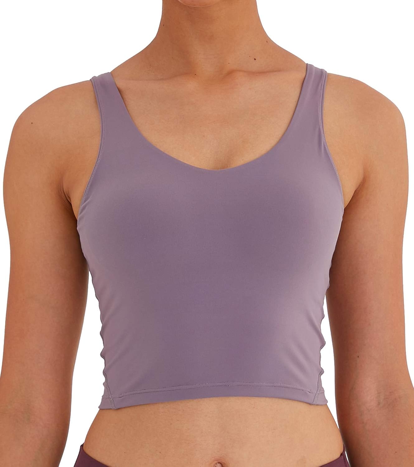 Ukaste Women's Longline Yoga Bra Tank Padded Sports Bras for Women Workout Crop Tops (6, Lilac