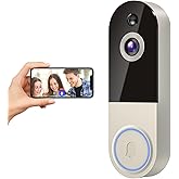 1080p Wireless Doorbell Camera, AI Human Detection, 2-Way Audio, Night Vision, Cloud Storage (Sold Separately), Real-Time Ale