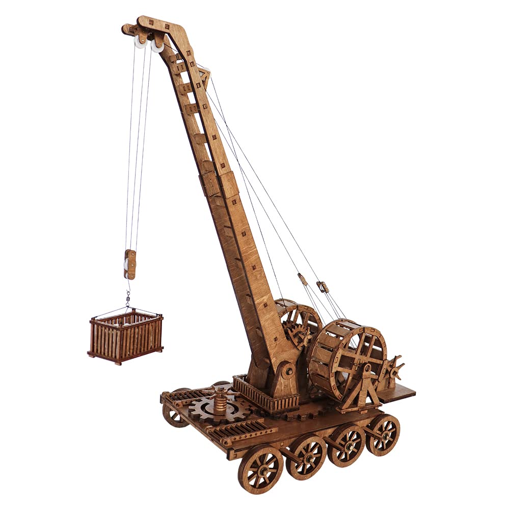 YAQUMW European Medieval Retro Wooden Cranes Crafting and Building Challenging 3D Toy Puzzle Model Kits-1:36 Scale Gifts for Personal Interest