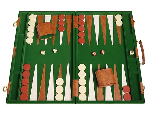 Deluxe Backgammon Set Board Game (Green 18 X 12)
