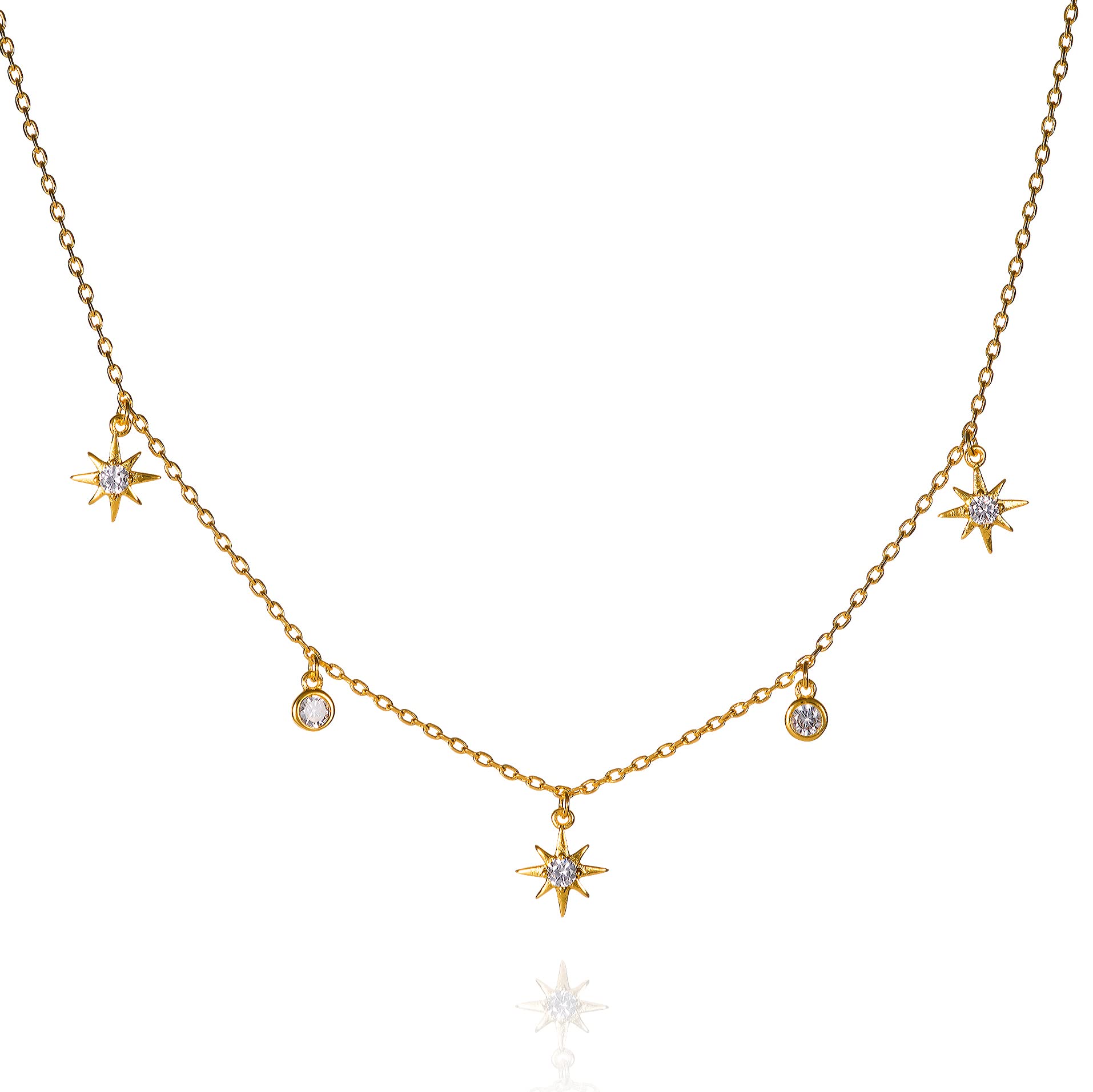 namana Gold Collar Necklace for Women, Gold Plated Choker Collar Necklace with North Star Charms, Gold Chain Necklaces for Women, Gold Jewellery Gifts for Women, Gold Choker Necklaces for Women