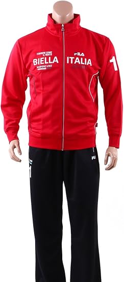 Amazon フィラ Fila 大きいサイズ メンズ Fila フィラ ロゴプリント ジャージ上下 セットアップ サカゼン レッド ブラック 5l ジャージ上下セット 通販