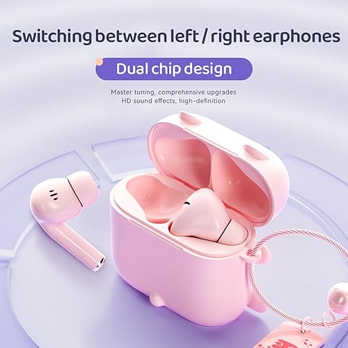 True Wireless Pink Cute Earbuds Bluetooth Kawaii Headphones for