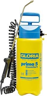 GLORIA Drucksprüher prima 5 Comfort | Gartenspritze | 5 L Füllinhalt | Komfortable Ausstattung | 2,5 m Spiralschlauch | Kompressoranschluss