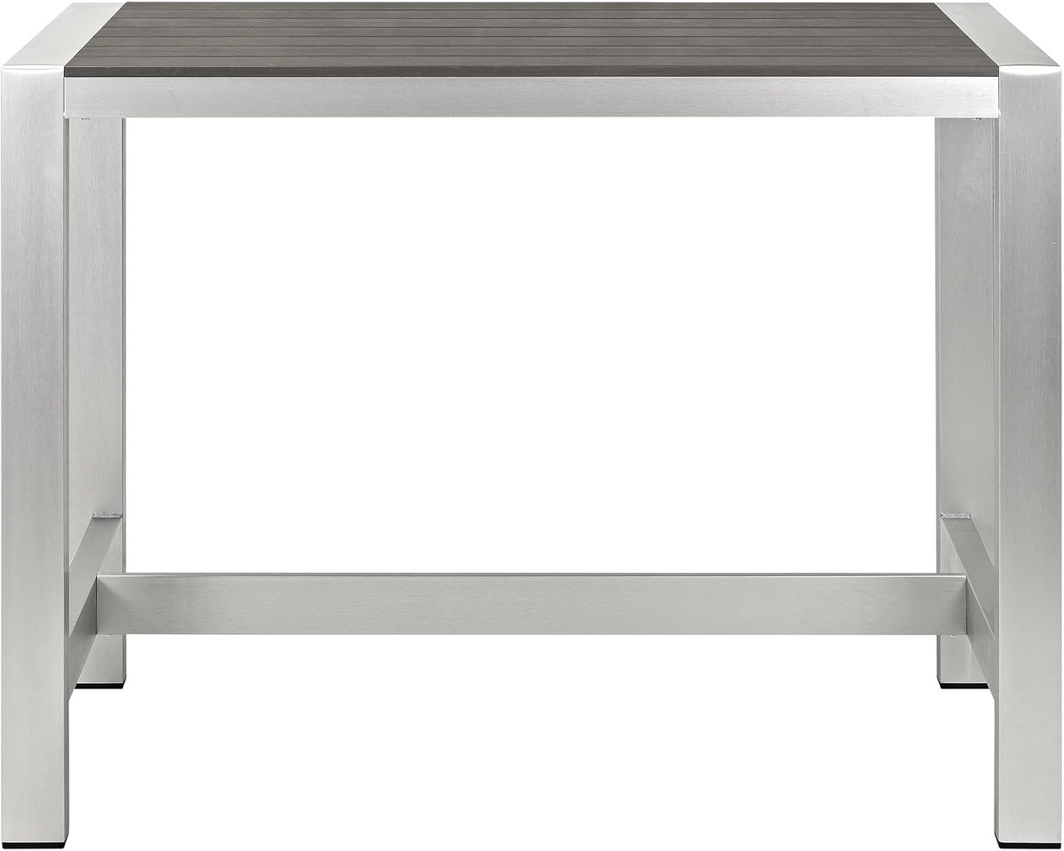 Modway Shore Aluminum Outdoor Patio 60" Rectangle Bar Table in Silver Gray: Garden & Outdoor