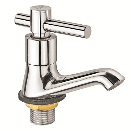 TNL 2 PIN Pillar Cock Quarter Turn Brass Bib Cock Pure Brass Bib Tap for Wash Basin & Sink( Chrome Finish)