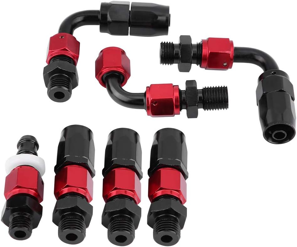 Universele Verstelbare Benzinedrukregelaar Set – 0-100 Psi, AN-6, Aluminium, Zwart/rood