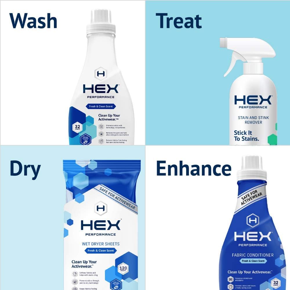 HEX Performance Stain & Stink Remover, Fragrance Free, 12oz (Pack of 2) - Designed for Activewear, Eco-friendly: Health & Personal Care
