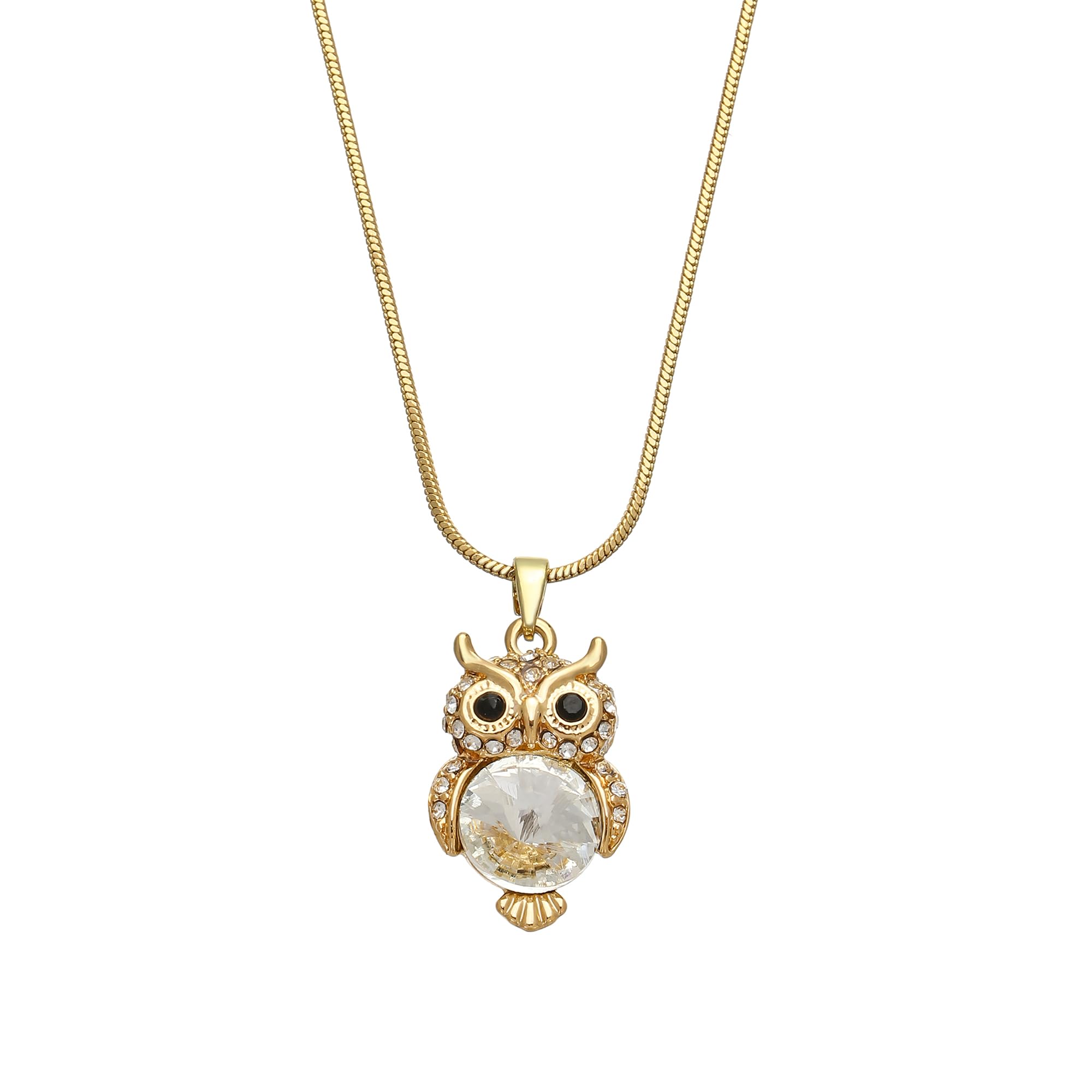 Women's Owl Necklace, Charm Pendant Necklace for Girls Rose Gold and Silver Long Chain Necklace with CZ Crystal