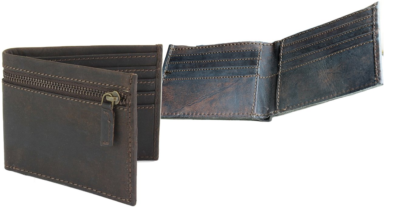 Antique Waxed Brown Leather Wallet