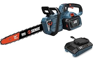 SENIX Chainsaw|60V 16" Battery Chainsaw|Brushless Electric Chainsaws|Cordless Chain Saw with 4Ah Battery & Charger|Garden Tool for Trees, Pruning, Branch Trimming, Best Gifts for Man, CSX6-M