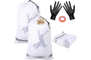 TheClouds 5 Pack Elk Game Bags,Game Bags Hunting With Reflective Strips,Reusable Waterproof Caribou Game Bag 20" x 30" -Big Game Bag for Elk Deer Duck Moose and Caribou