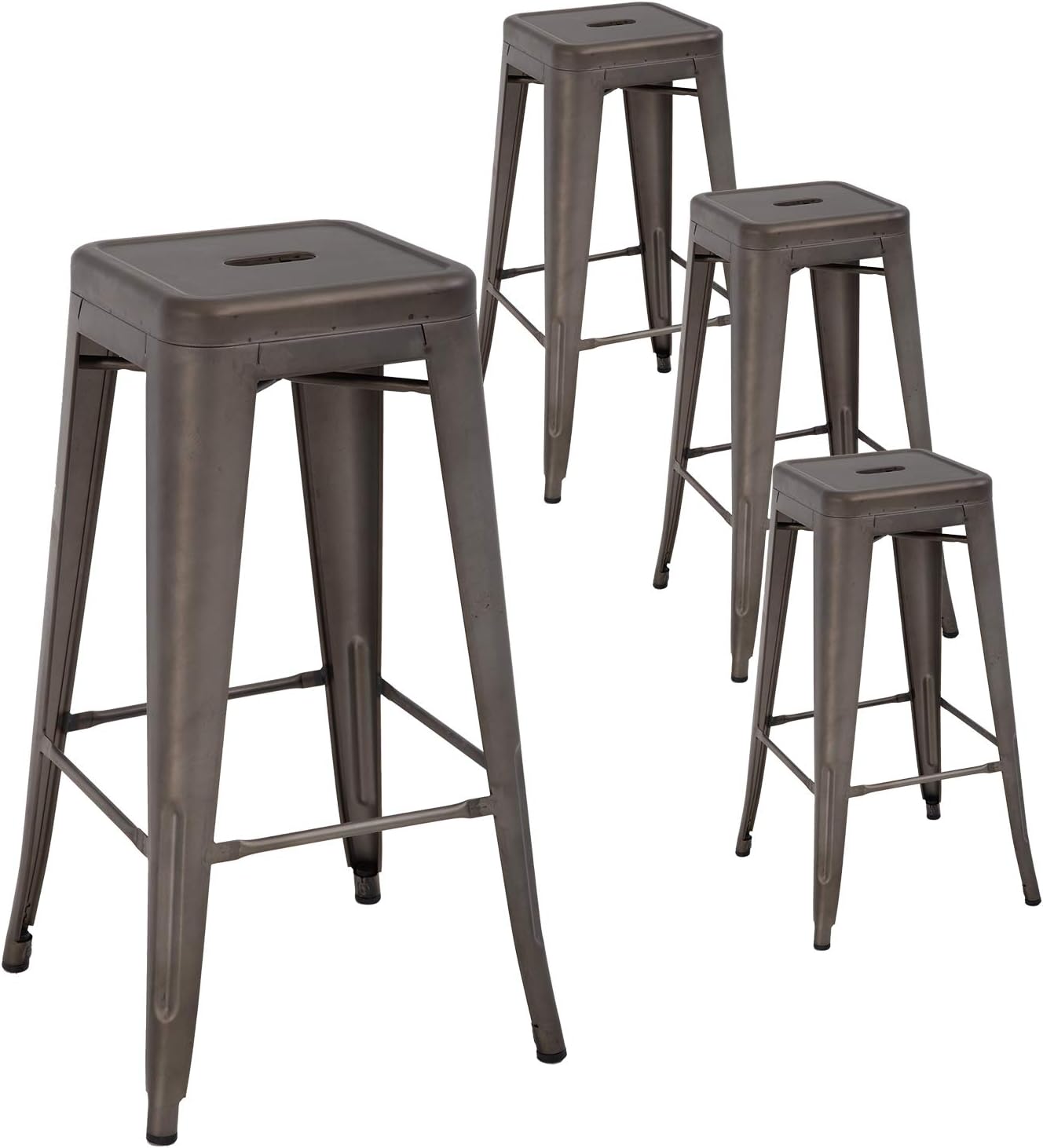 FDW Metal Bar Stools Set of 4 Counter Height Barstool Stackable Barstools 24 Inch 30 Inch Indoor Outdoor Patio Bar Stool Home Kitchen Dining Stool Backless Bar Chair (Black, 24"): Kitchen & Dining