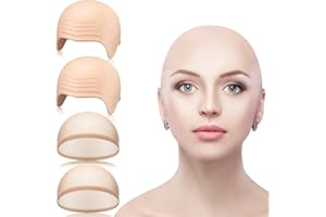 4 Pcs Bald Cap Makeup Latex Bald Head Caps for Adults Women Men Makeup Costume Accessories for Halloween Party