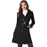 Allegra K Women's Faux Suede Trench Coat Jacket Classic 2023 Fall Winter Double Breasted Overcoat