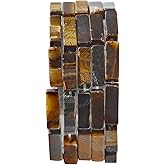 BEADIA Natural Yellow Tiger Eye Tube Beads 13x4mm 30pcs Rectangle Loose Semi Gemstone Beads for Jewelry Making Design