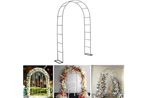 SCENDOR 7.9 Ft H x 4.6 Ft W Metal Garden Arbor, Outdoor Wedding Arches for Ceremony, Assemble Easily, Black Garden Wide Arch Trellis for Climbing Plant Party Decoration