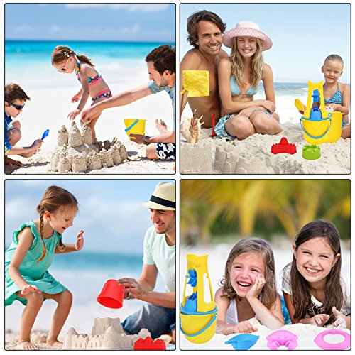 Young Choi's Kids Beach Sand Toy Mold Set with Reusable Backpack, Green Outdoor Pool Play Set with Mold Bucket for Toddlers (Green Sand Toy Backpack)