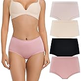 VISSAY Womens Underwear, Moisture-Wicking Briefs, Soft and Breathable Panties, Mid Waist, 4-Pack