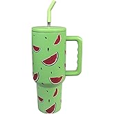 OEUFSEEE Watermelon Tumbler with Straw and Lid Vacuum Insulated 40oz Fruits Stainless Steel Cup Gifts for Women Birthday Present Watermelon Water Bottle Coffee Cup for Home or Travel