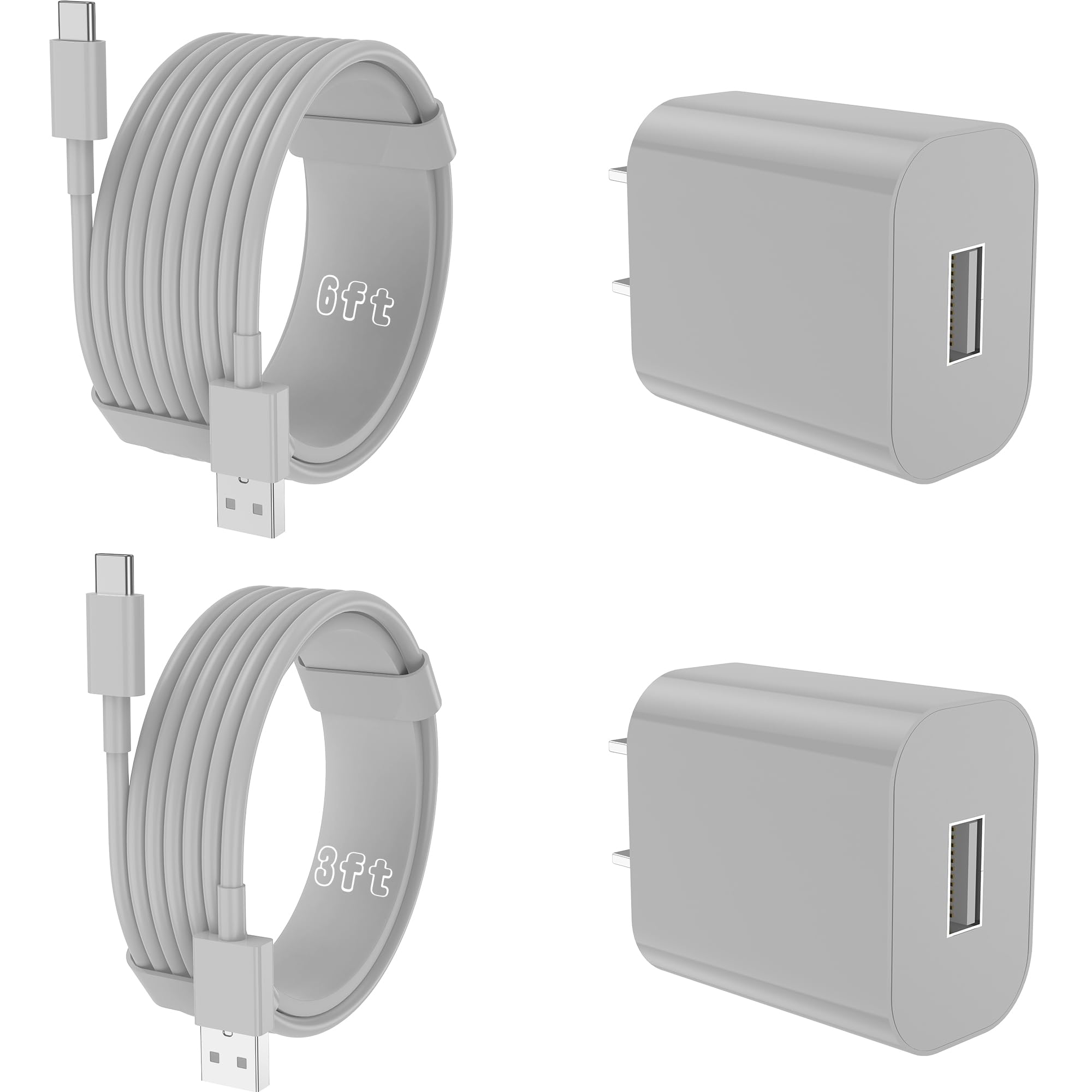 2Pack USB Fast Charging Charger Cord for Apple iPad Chargers Block for iPhone 16/Plus/Pro/Pro Max(Light Gray)