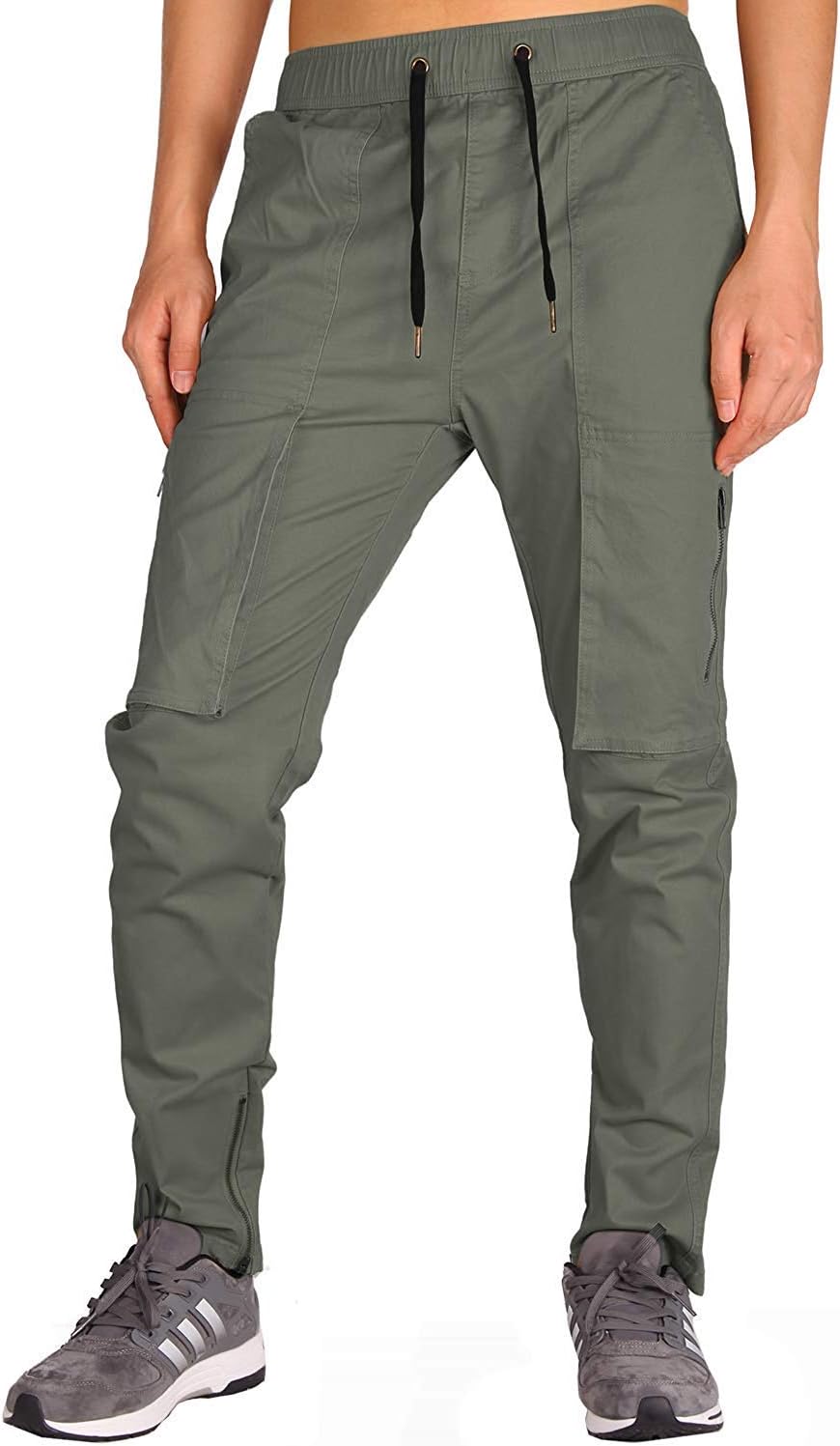 Men's Cargo Slim Fit Casual Trousers Zipped Pockets 19 Colors