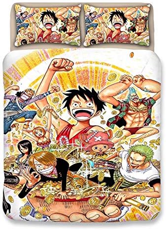 XLST Duvet Cover Sets Cartoon CharacterJapanese Anime One Piece 3pcs Bedding Set Home Textile,B,King