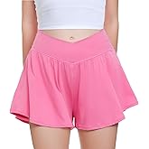 FireSwan Girls Butterfly Shorts Crossover Athletic Shorts with Pockets 2 in 1 Flowy Running Skorts for Teen, Girls, Youth