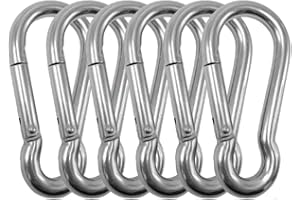4 Inch Carabiner Spring Snap Hook 304 Stainless Steel Heavy Duty Carabiner Clip 6 Pack