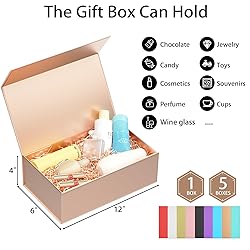 RYDDOY Rose Gold Gift Box, 12x6x4'' Gift boxes for