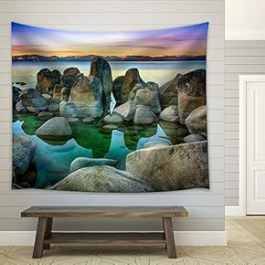 Clear Water and Stones of The Lake Tahoe - Fabric Tapestry, Home Decor - 51x60 inches