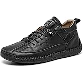 WENOREG Women's Hand-stitched Chukka Ankle Boots Retro Elastic Lace Up Mid top Sneakers Casual Comfort Slip-On Outdoor Flat Walking Driving Shoes