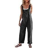 Cicy Bell Womens Casual Denim Bib Overalls Wide Leg Sleeveless Zipper Loose Jean Pants Jumpsuits with Pockets