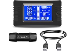 TKXEC DC 8-120V 0-100A Battery Monitor Digital Current Voltage Power Energy Meter Multimeter Ammeter Voltmeter with 100A Current Shunt