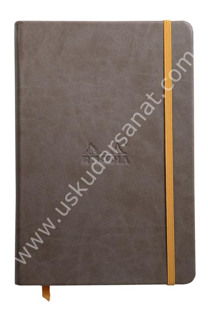 RHODIA 118743C - Chocolate Rigid Notebook - A5 - Lined - 192 pages - Ivory Clairefontaine Paper 90 g/m - Bookmark, Elastic Closure - Faux Leather Cover - Rhodiarama Collection