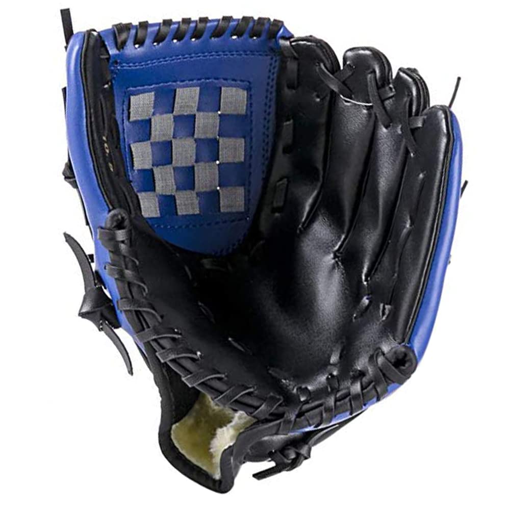 ZYYRSS Baseball Glove for Kids/Youth/Adult, Softball Gloves,Sports Batting Gloves PU Leather Left Hand Glove, Right Hand Throw (Blue, 12.5 inch)