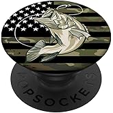 Fishing Camouflage US American Flag Bass Fish Fisherman Camo PopSockets Adhesive PopGrip