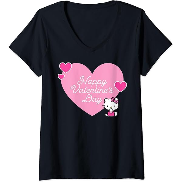Amazon.com: Womens Hello Kitty Happy Valentine's Day V-Neck T