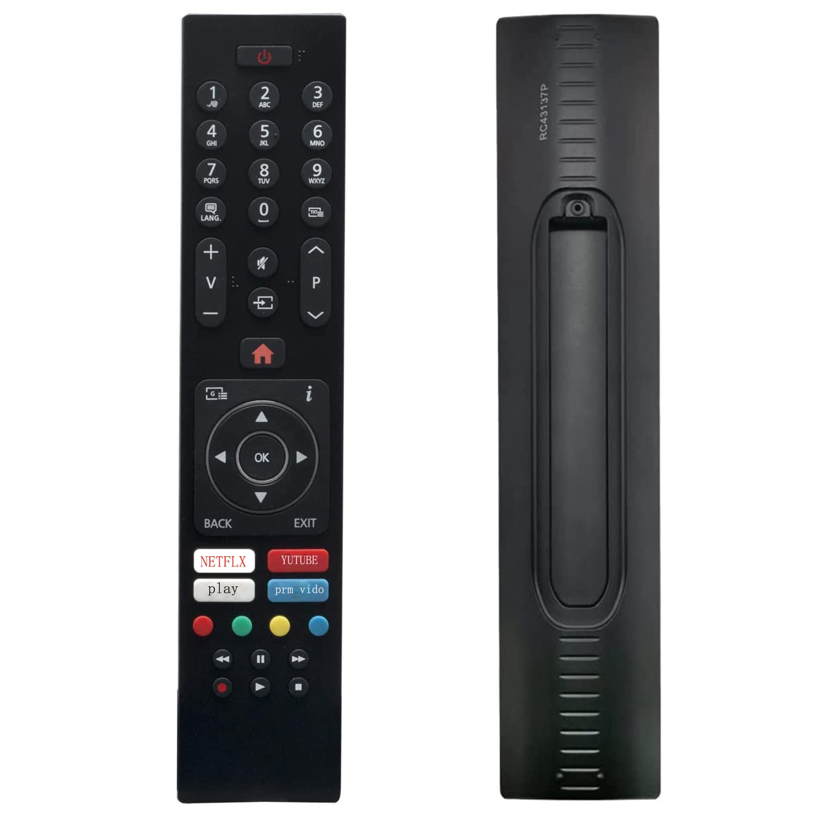 VINABTY RC43137P Replacement TV Remote Control Applicable For Polaroid TV P49UPA2029A P50UPA2029A P50UPA2031A P43UPA2031A P32FPA0119A P24RP0109A P24RP0108A P32FP0118A P49FP0118A P32RD0667AB