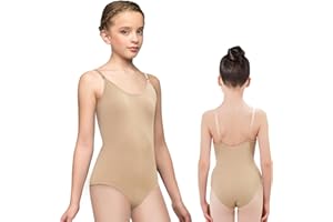 iMuchic Girls Nude Leotard Seamless Camisole Leotards Undergarment for Ballet Dance Gymnastics with Adjustable Clear Straps
