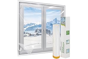 DCUINS Window Insulation Kit, Plastic Window Covering 90 Inch Wide × 393 Inch Length with Double-Sided Tape, Insulates Patio Doors & Large Windows Keep Warm for Winter, 1 Roll Clear