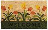 Milliard Printed Coco Coir Welcome Tulip Design Doormat/Entry Rug - 18