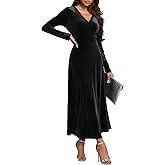 UUXQOYGR Women Velvet Maxi Dress Long Sleeve
