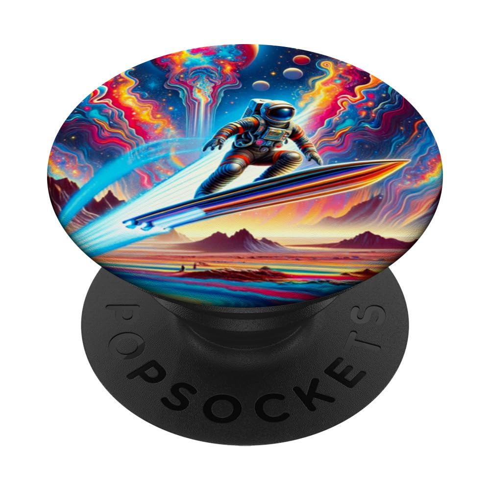 Supernova Surf Safari: Astronaut Cosmic Space Surfer PopSockets Swappable PopGrip
