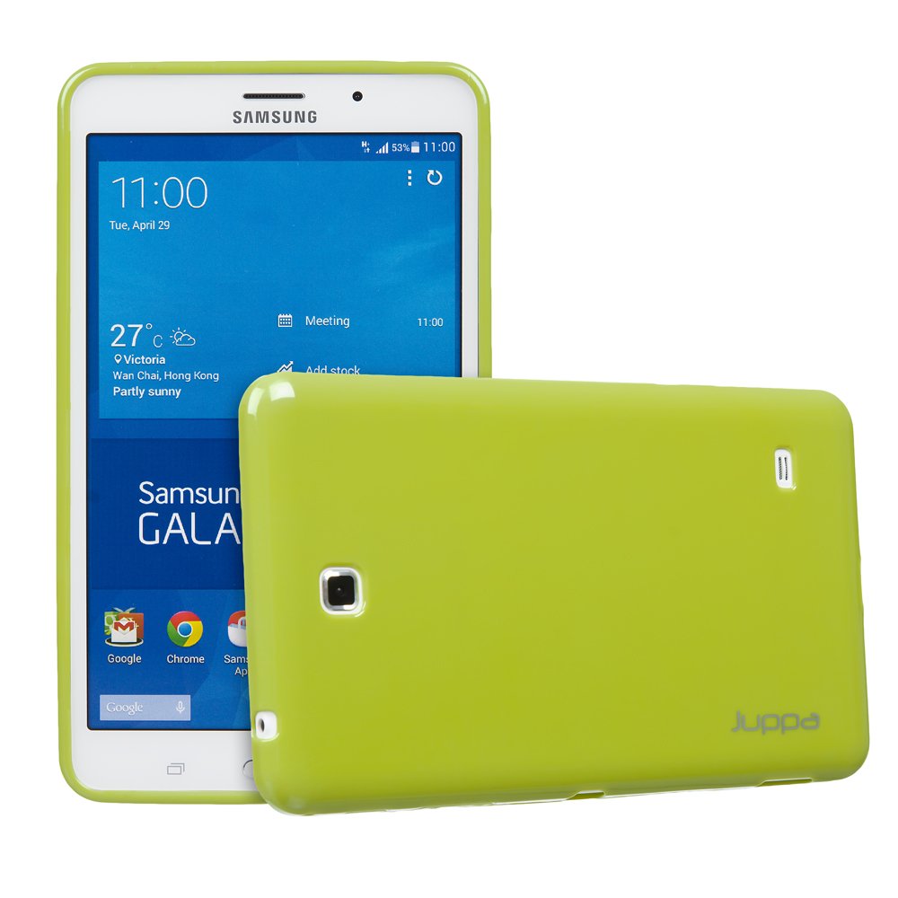 Juppa® Samsung Galaxy Tab 4 7.0 Inch SM-T230 SM-T231 Slim Fit TPU Gel Case Cover with Screen Protector, Micro Fibre Cloth & Application Card (Green)