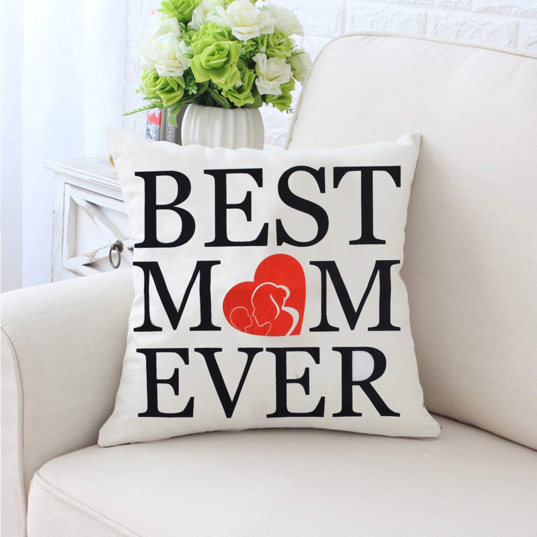 Tongcloud Best Mom Ever Decorative Throw Pillow Covers Home Decor